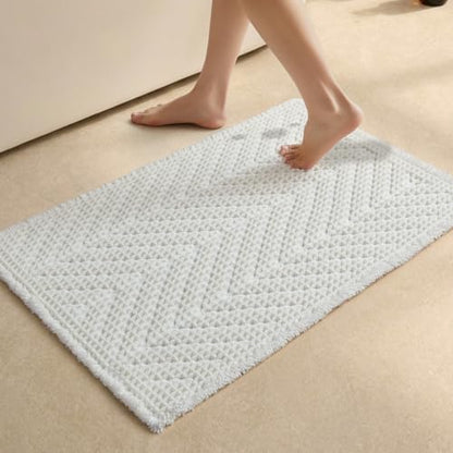 Sunfly Waffle Bath Mat, Boho Bathroom Rugs Non-Slip Washable Super Absorbent Quick Dry, Farmhouse Bathroom Decor 20"x30" Cream