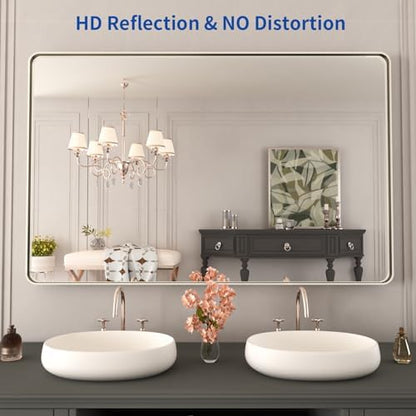 WEER Brushed Nickel Bathroom Vanity Mirror 48X30 Inch