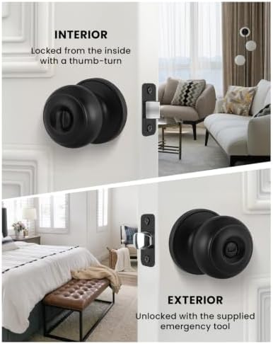 Haidms 5 Pack Matte Black Door Knobs Interior Privacy, Black Interior Door Knobs for Bedroom or Bathroom Classic Round Doorknobs Hardware