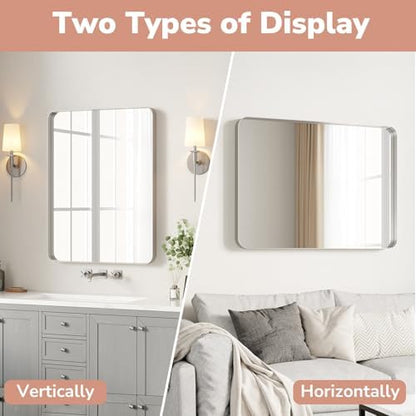 USHOWER Brushed Nickel Bathroom Mirrors 24"x36" 2 Pack