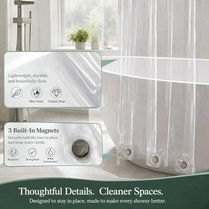 EHZNZIE Frosted Shower Curtain Liner 72x72, PEVA Waterproof Bath Curtain, No Chemical Smell, 3 Weighted Magnets, Durable with Rustproof Metal Grommets