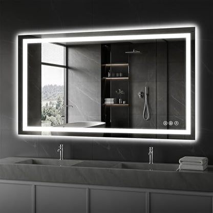 Koonmi 48x32 LED Bathroom Mirror, Shatterproof Mirror with Light