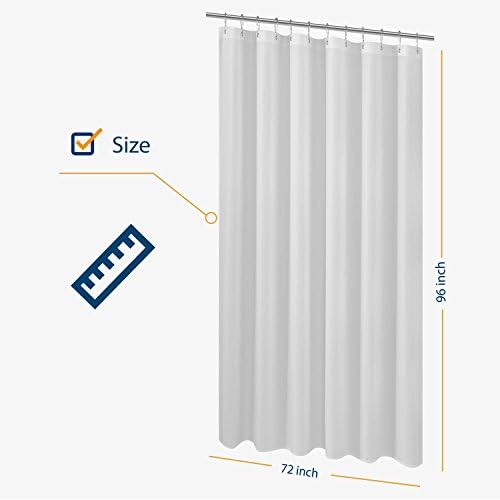 N&Y HOME Extra Long Shower Curtain Liner Fabric 72 x 96 inches, White