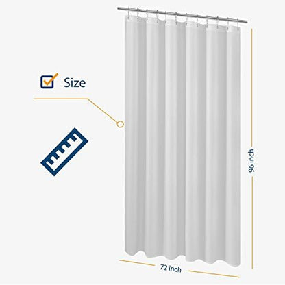 N&Y HOME Extra Long Shower Curtain Liner Fabric 72 x 96 inches, White