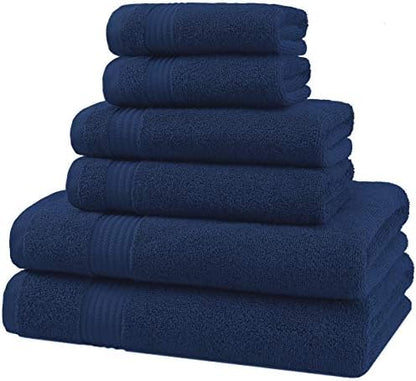 American Veteran Towel, 6 Piece Towel Set for Bathroom, 100% Cotton Turkish Bathroom Towels, 2 Bath Towels 2 Hand Towels 2 Washcloths, Navy Blue