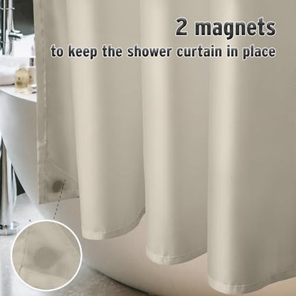 Titanker Fabric Shower Curtain Liner Washable, 70 x 72 Inches, Khaki Shower Liner Fabric with 2 Magnets, Waterproof Bathroom Shower Liner Soft Lightweight Polyester, Khaki