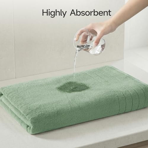 REDKISS 2 Pack Extra Large 35x70 Inch Cotton Bath Towels, Green
