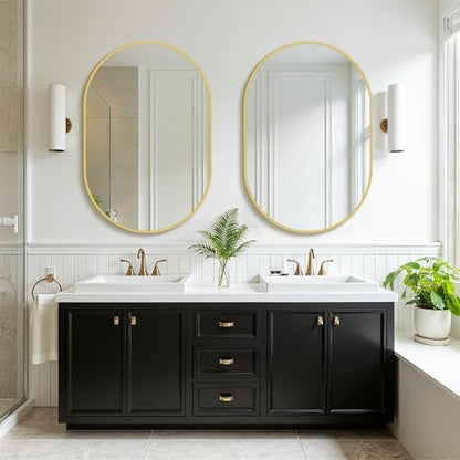 Oval Bathroom Mirror for Over Sink, 24"x36" Vanity Mirror for Wall, Gold