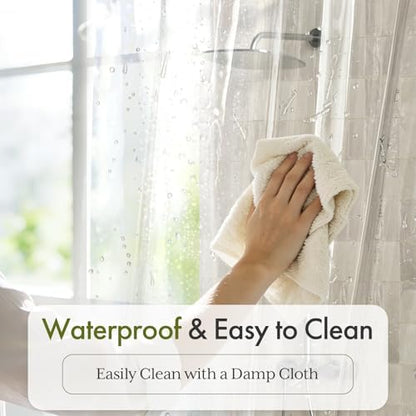 Bathway Clear Shower Curtain Liner 60 x 72 Plastic Shower Curtain Liner PEVA Waterproof Shower Curtain Liner with 3 Magnets and 10 Rustproof Grommet Holes, Lightweight Stall Shower Liner for Bathroom