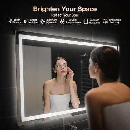 Delma 30x50 LED Bathroom Vanity Mirror with Lights, Anti-Fog, Dimmable