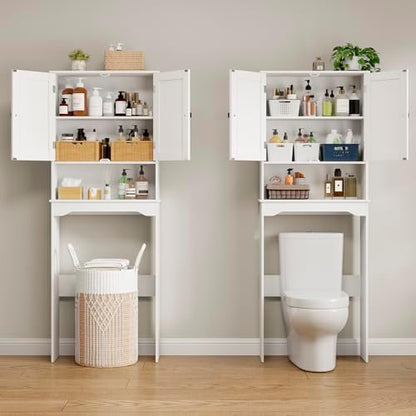 RRX Over The Toilet Storage Cabinet, Bathroom Above Organizer (Pure White)