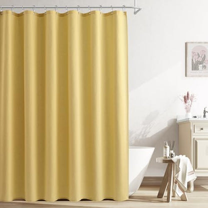 Naturoom Linen Shower Curtain 72 Inch Long for Bathroom Yellow 1 Panel
