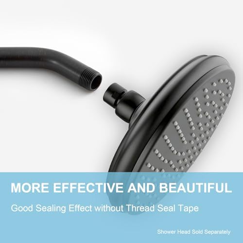 OFFO Shower Arm with Flange, 6 in Oil Rubbed Bronze Wall Mount Replacement Angle Shower Head Arm Wall-Mounted For Fixed Shower Head & Handheld Showerhead