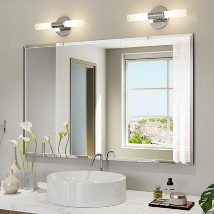 Frameless Bathroom Mirror 32"x48", Beveled Bathroom Mirror