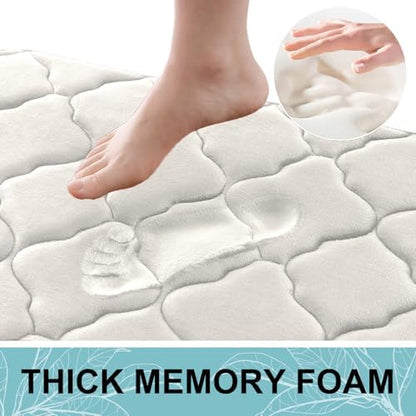 OLANLY Memory Foam Bath Mat Rug 36x24, Ultra Soft Bathroom Rugs, Cream