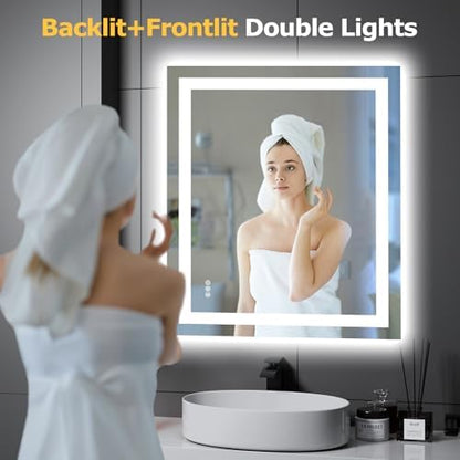 Hivone 36"X30" LED Bathroom Mirror with Lights, UL Listed
