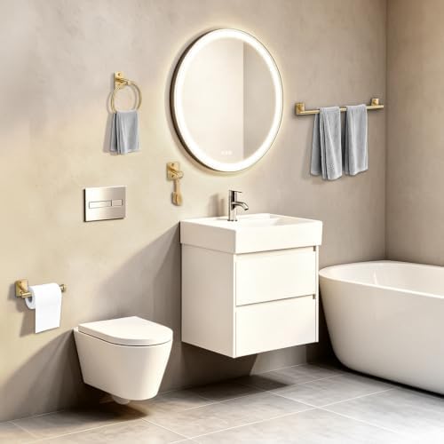 5 Pieces Bathroom Hardware Set Brushed Gold Towel Bar Set Stainless Steel Towel Racks for Bathroom Wall-Mounted 23.6 inch