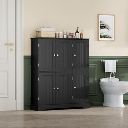 ChooChoo Bathroom Floor Cabinet with 6 Doors and Adjustable Shelves