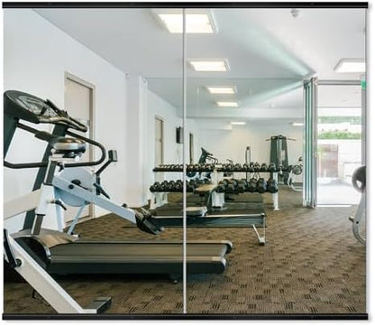 Delma Home Gym Mirror, 48''x28''x2PCS Black Wall Mounted Large Frameless Tempered Glass Wall Mirror for Home Gym, Garage, Bedroom, Bathroom