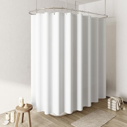 Naturoom Linen Shower Curtain 108x72 Inch for Bathroom White 1 Panel