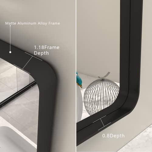 60x30 Inch Black Framed Bathroom Mirror for Wall