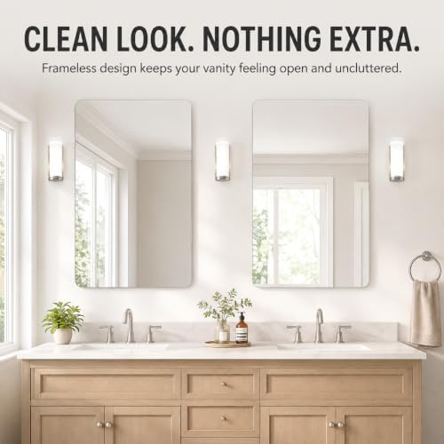 USHOWER 2-Pack Frameless Bathroom Mirrors for Over Sink, 24x36 Inch