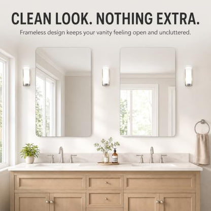 USHOWER 2-Pack Frameless Bathroom Mirrors for Over Sink, 24x36 Inch