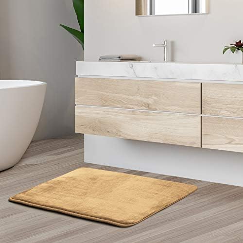Clara Clark Bathroom Rugs, Velvet Memory Foam Bath Mat, Non-Slip, Machine Washable Bath Rugs - Dries Quickly, Ultra Soft Plush Bath Mats for Bathroom, 17 x 24, Camel Gold