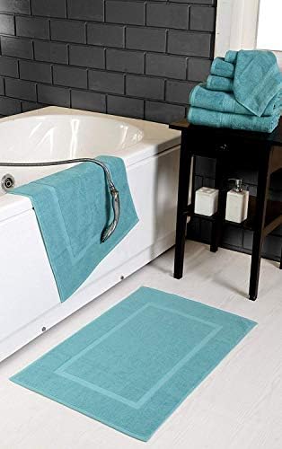 Hillfair Premium 600 GSM 6 Piece Aqua Cotton Bath Towel Set - 2 Bath, 2 Hand & 2 Washcloths - Machine Washable, Hotel Quality, Super Soft & Absorbent