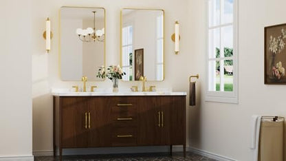 Keonjinn 40 x 24 Inch Gold Bathroom Mirrors for Over Sink, Tempered Glass