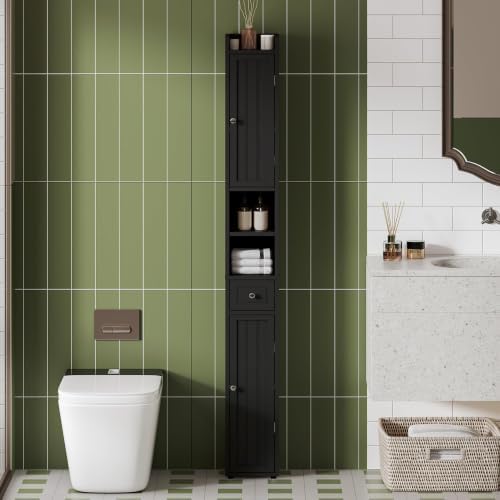 ChooChoo Narrow Bathroom Storage Cabinet with Adjustable Shelves and Drawer