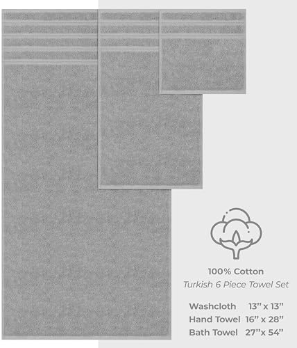 American Soft Linen 100% Cotton Luxury Turkish Towels, 6 Piece Towel Set