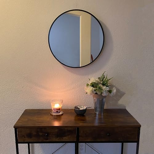 Oruii Small Round Mirror, 16 inch Circle Mirror, Matte Black Metal Frame