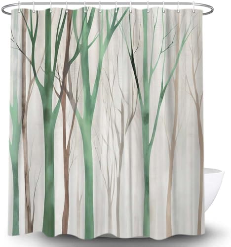 Birch Forest Abstract Shower Curtain Farmhouse Bathroom Decor 47X64 Inch