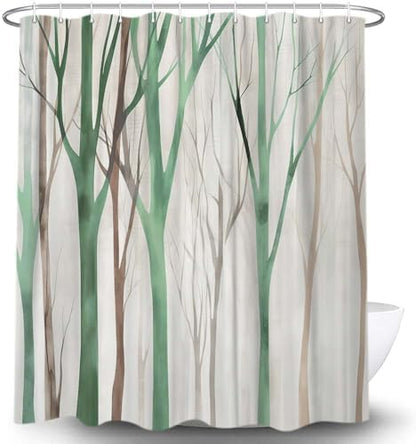 Birch Forest Abstract Shower Curtain Farmhouse Bathroom Decor 72X75 Inch
