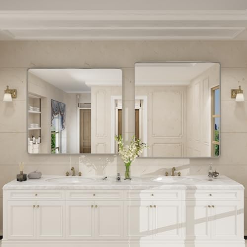 40x36 Inch Brushed Nickel Bathroom Mirror for Wall