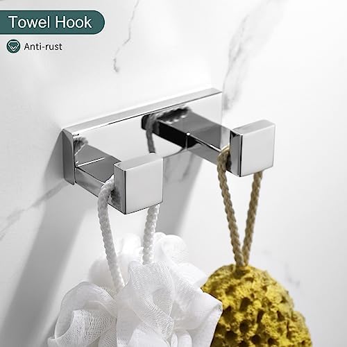 4-Pieces Bathroom Hardware Set, Polished Chrome Towel Bar Set, Wall Mounted Stainless Steel Bathroom Hardware Accessories Set, 23.6 inch