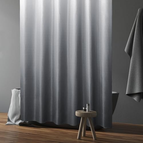 Gibelle Extra Long Grey Ombre Fabric Shower Curtain, 72 x 84