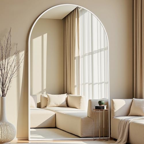 Dewfig Arched Full Length Mirror, 77"x38" Large Floor Mirror, White