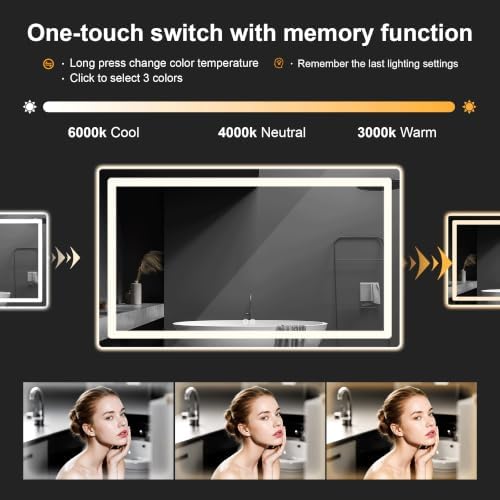 TRAHOME LED Bathroom Vanity Mirror with Lights, 30"x50" Lighted Wall Mirror