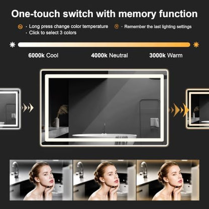 TRAHOME LED Bathroom Vanity Mirror with Lights, 30"x50" Lighted Wall Mirror