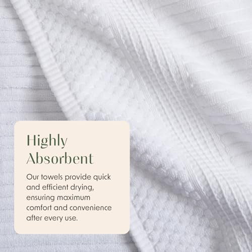 Springtree Home 100% Cotton Hand Towel Set | 6-Pack | Textured | White