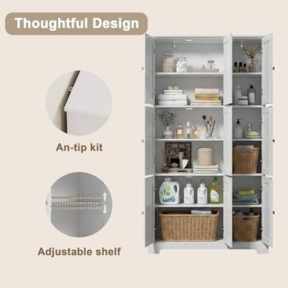 ChooChoo 63.2" Tall Bathroom Storage Cabinet with 9 Doors