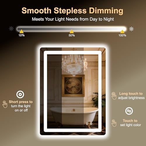 LED Bathroom Mirror, 24"x32" Bathroom Vanity Mirror with Lights