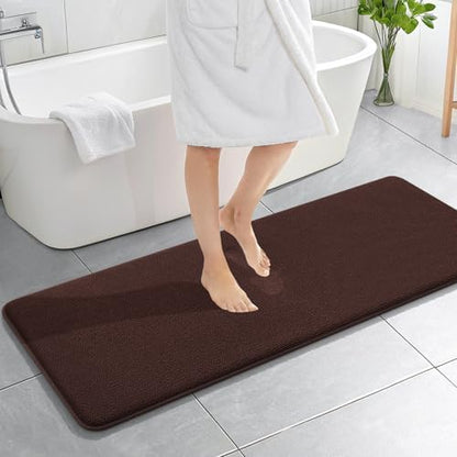 OLANLY Memory Foam Bathroom Runner Rugs 59x20, Absorbent Long Mat, Brown
