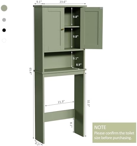 Over the Toilet Storage Cabinet, Bathroom Storage Organizer, Green
