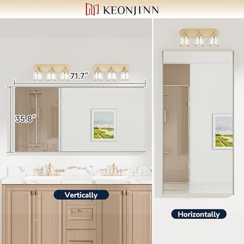 Keonjinn 72 x 36 Inch Brushed Nickel Oversize Bathroom Mirror for Over Sink