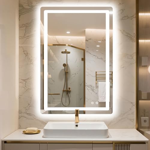 LED Bathroom Mirror with Lights, 20 x 30 Lighted Vanity Wall Mirror