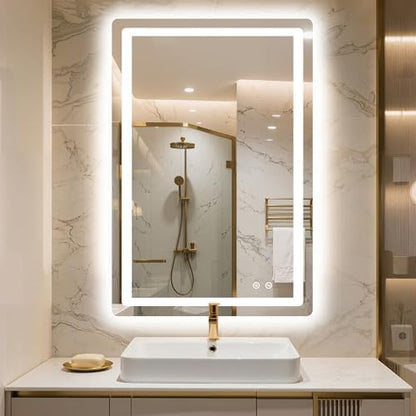 LED Bathroom Mirror with Lights, 20 x 30 Lighted Vanity Wall Mirror