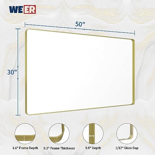 WEER Gold Bathroom Vanity Mirror 50X30 Inch